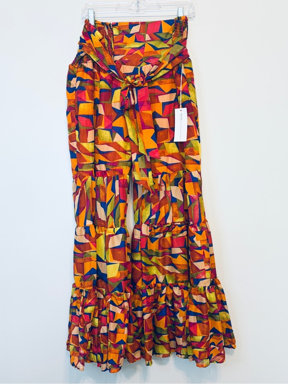 Truth Multicolor Geometric Print Wide-Leg Jumpsuit — Orange, Pink, Blue, Yellow